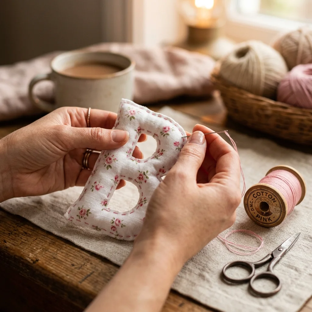 Artisan sewing handmade fabric details